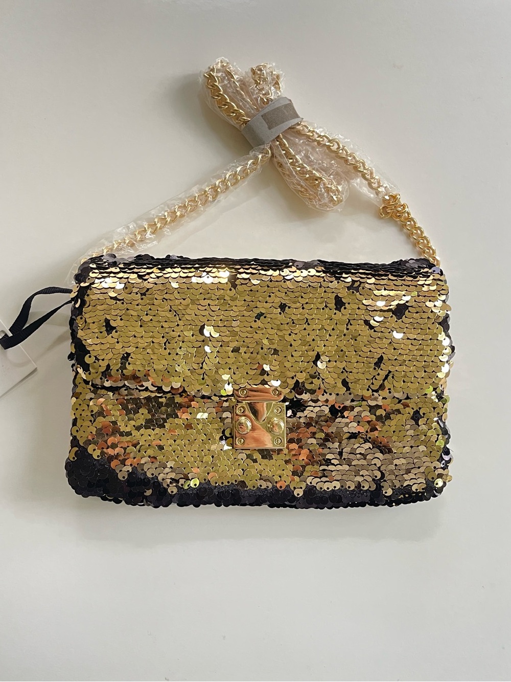 KC Collection Gold Sequin Convertible Clutch